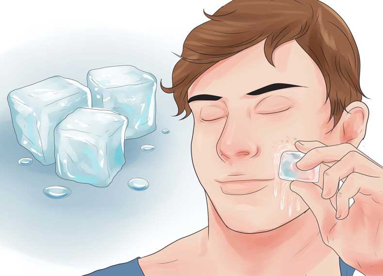 درمان جوش صورت با یخ